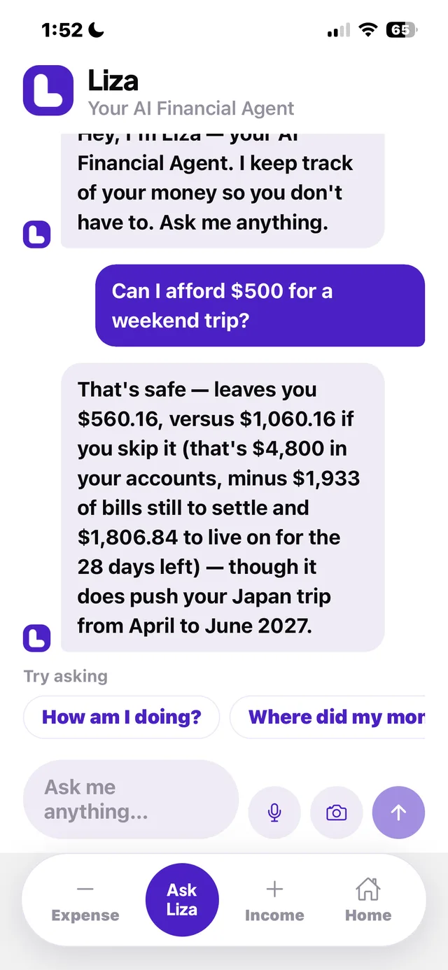 Asking Liza a question