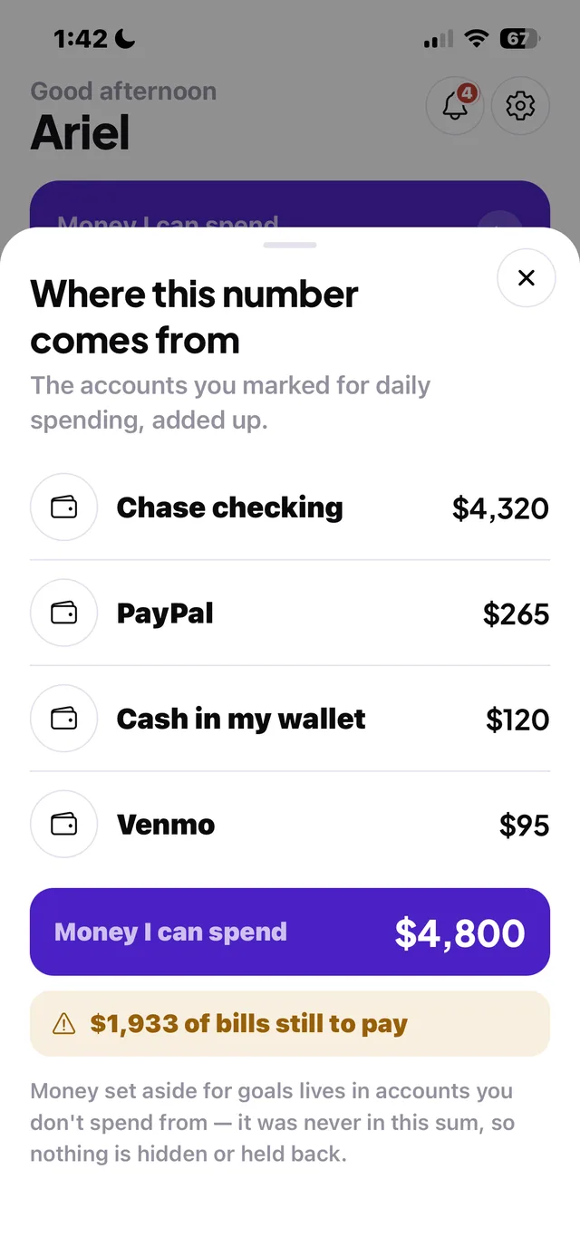 The accounts behind Money I can spend